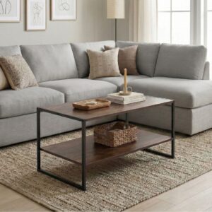 Τραπεζάκι σαλονιού Giza χρώμα rustic καρυδί 90,2x50,3x50,4εκ.
