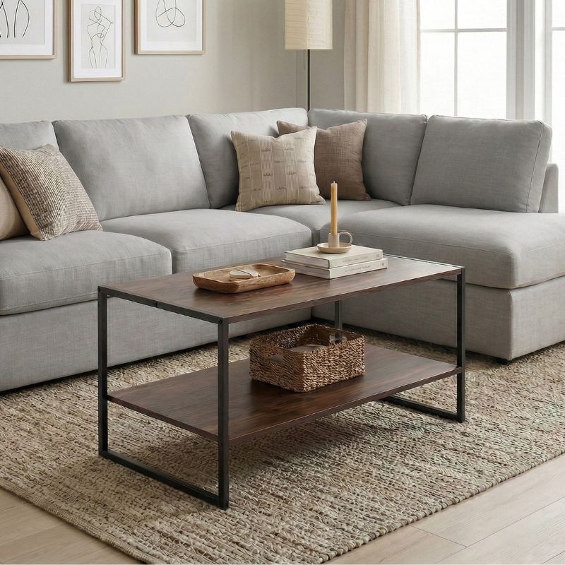 Τραπεζάκι σαλονιού Κως 28 χρώμα rustic καρυδί 90,2x50,3x50,4εκ.