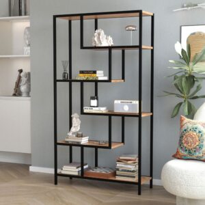 Βιβλιοθήκη Larissa χρώμα μαύρο - pine oak 90x30x159εκ.