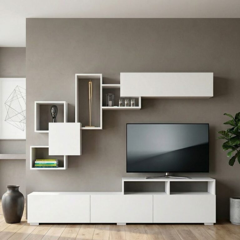 Σύνθεση τηλεόρασης Stamatia Megapap χρώμα λευκό 210×36,8×46,8εκ.