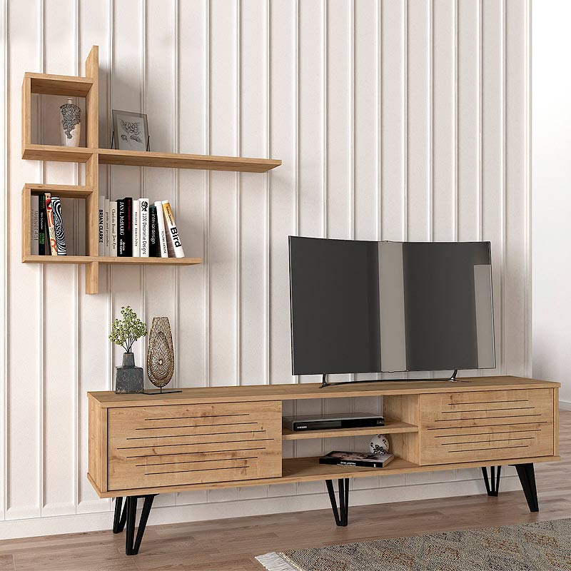 Σύνθεση τηλεόρασης Δήλος 22 χρώμα sapphire oak 180x35x51εκ.