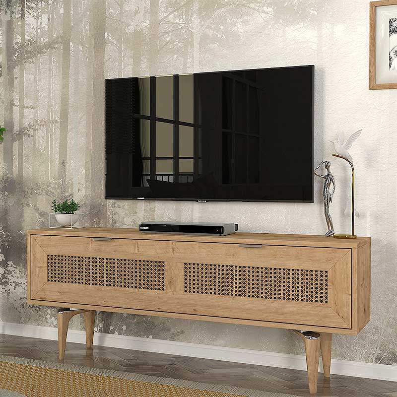 Έπιπλο τηλεόρασης Σαμοθράκη 52 χρώμα sapphire oak 140x30x55εκ.