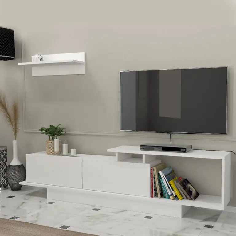 Έπιπλο τηλεόρασης Άνδρος 43 χρώμα λευκό 180×29,6×45εκ.