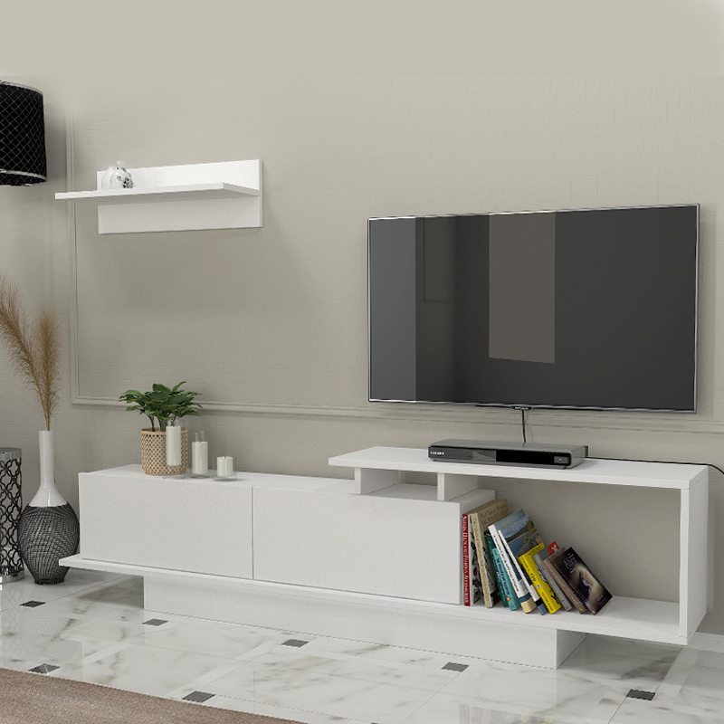 Έπιπλο τηλεόρασης Άνδρος 43 χρώμα λευκό 180x29,6x45εκ.