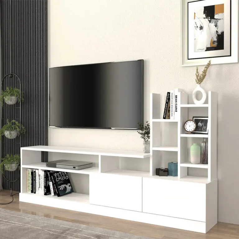 Σύνθεση τηλεόρασης Κύθνος 18 χρώμα λευκό 165x25x91,3εκ.