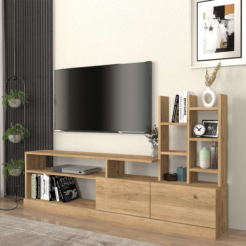 Σύνθεση τηλεόρασης Κύθνος 18 χρώμα sepet oak 165x25x91,3εκ.