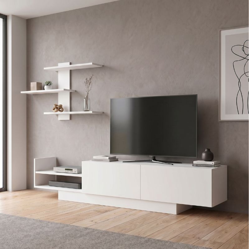 Σύνθεση τηλεόρασης Άνδρος 23 χρώμα λευκό 180x32x40εκ.
