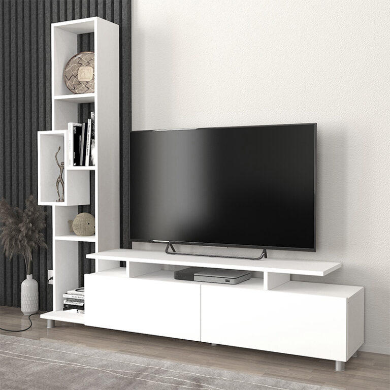 Σύνθεση τηλεόρασης Tulip Megapap χρώμα λευκό 160×29,5×160εκ.