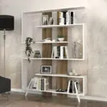 Βιβλιοθήκη Σίφνος 63 χρώμα λευκό – καρυδί 120×19,5×162εκ.