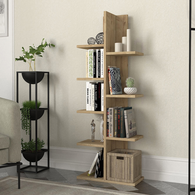 Βιβλιοθήκη Κρήτη 43 χρώμα sapphire oak 45x21,4x121,8εκ.