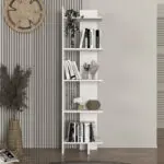 Βιβλιοθήκη Μήλος 15 χρώμα λευκό 48x22x170εκ. – εικόνα 2