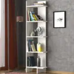 Βιβλιοθήκη Μήλος 15 χρώμα λευκό 48x22x170εκ. – εικόνα 4