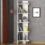 Βιβλιοθήκη Μήλος 15 χρώμα λευκό 48x22x170εκ. – εικόνα 5