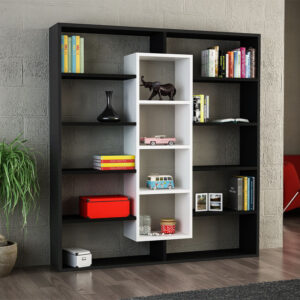 Βιβλιοθήκη Ample χρώμα μαύρο - λευκό 125x22x135,7εκ.