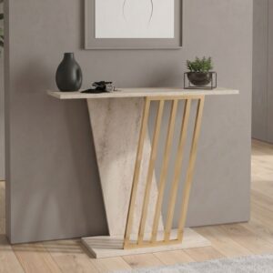 Κονσόλα Gravity χρώμα travertine - χρυσό 90x29,6x76,8εκ.