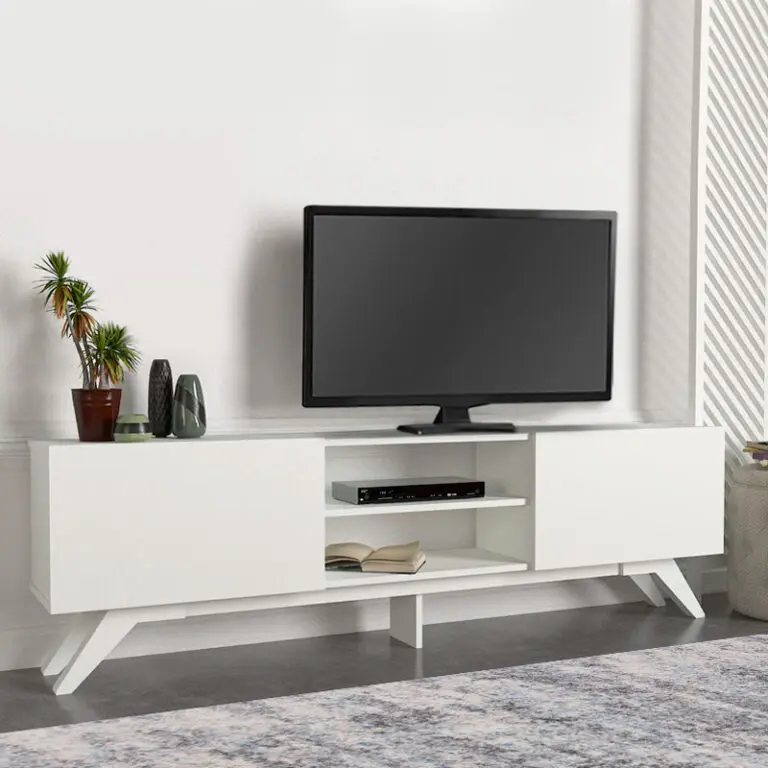 Έπιπλο τηλεόρασης Λέρος 90 χρώμα λευκό 180×31,3×58εκ.