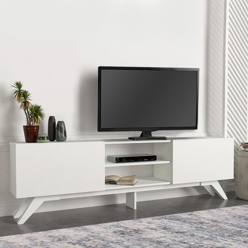 Έπιπλο τηλεόρασης Λέρος 90 χρώμα λευκό 180x31,3x58εκ.