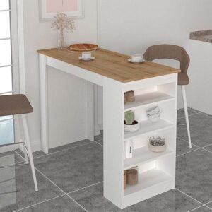 Τραπέζι μπαρ Monaco χρώμα λευκό – sapphire oak 120×51,6×101,8εκ.