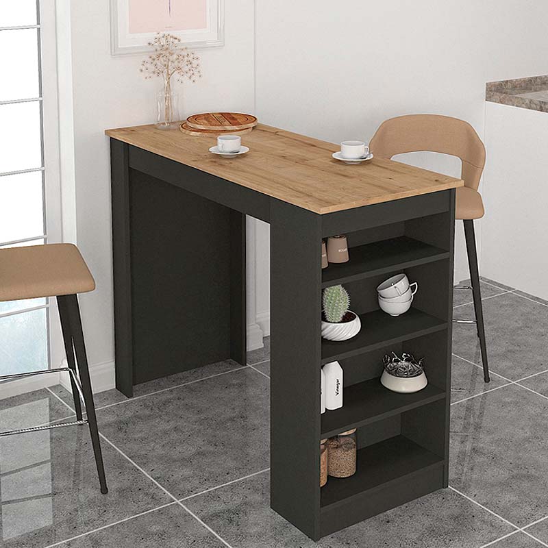 Τραπέζι μπαρ Παρνασσός 34 χρώμα ανθρακί - sapphire oak 120x51,6x101,8εκ.