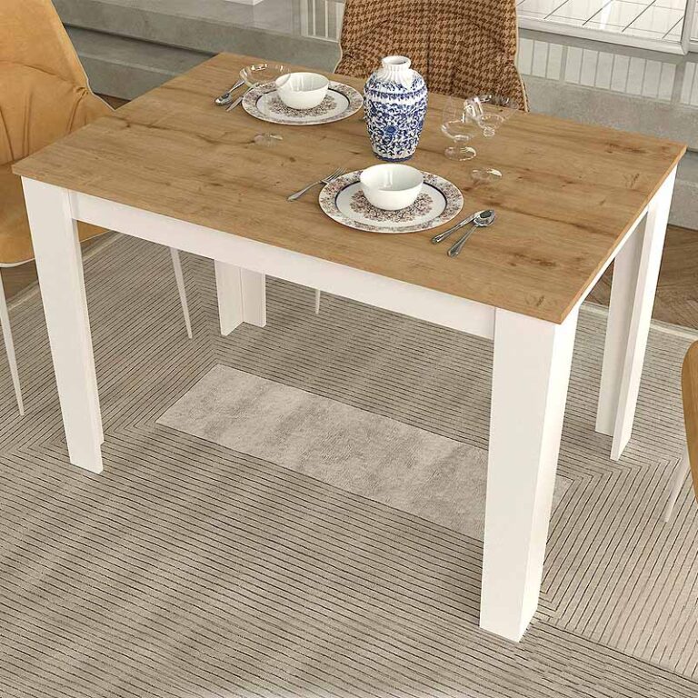 Τραπέζι Darlen χρώμα λευκό – sapphire oak 110x72x74εκ.