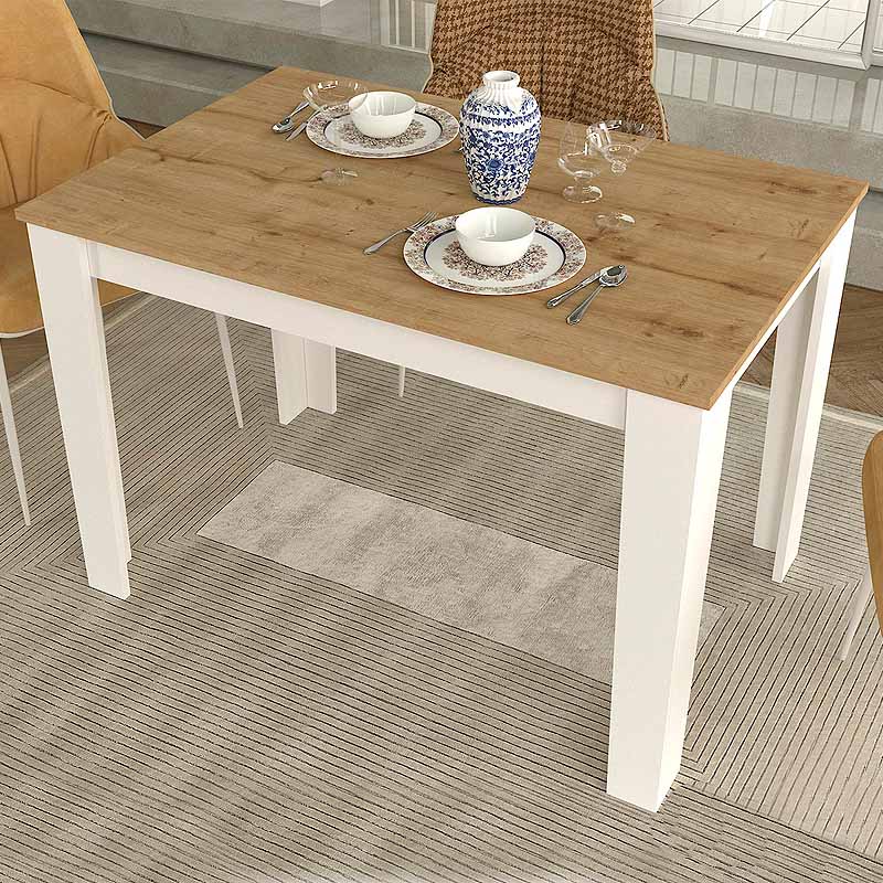 Τραπέζι Δωδώνη 71 χρώμα λευκό - sapphire oak 110x72x74εκ.