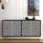Μπουφές Ρόδος 94 χρώμα μαύρο – ασπρόμαυρο 150x35x83,6εκ. – εικόνα 3
