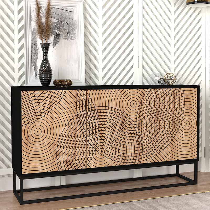 Μπουφές Πάρος 13 χρώμα μαύρο - sapphire oak 150x35x83,6εκ.