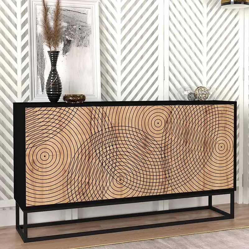 Μπουφές Πάρος 13 χρώμα μαύρο – sapphire oak 150x35x83,6εκ.