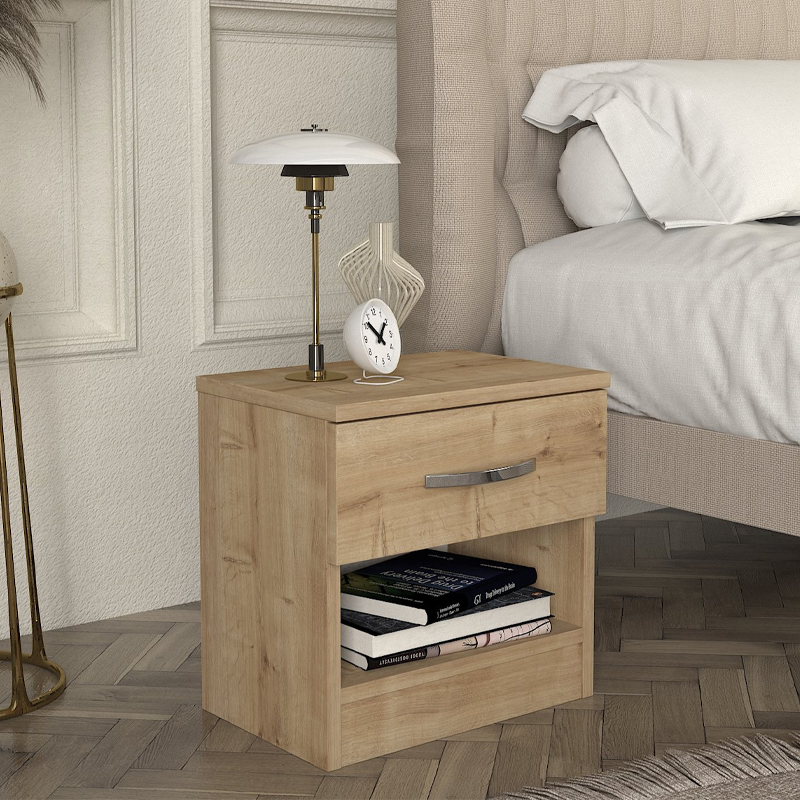 Κομοδίνο Θήρα 90 χρώμα sapphire oak 40x28,2x40εκ.