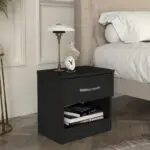 Κομοδίνο Θήρα 90 χρώμα μαύρο 40×28,2×40εκ.
