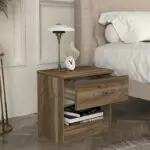 Κομοδίνο Θήρα 90 χρώμα καρυδί 40×28,2×40εκ. – εικόνα 2