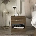 Κομοδίνο Θήρα 90 χρώμα καρυδί 40×28,2×40εκ. – εικόνα 3