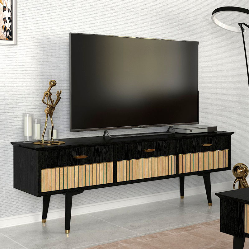 Έπιπλο τηλεόρασης Βεργίνα 21 χρώμα modern black 150x35x49,7 εκ.