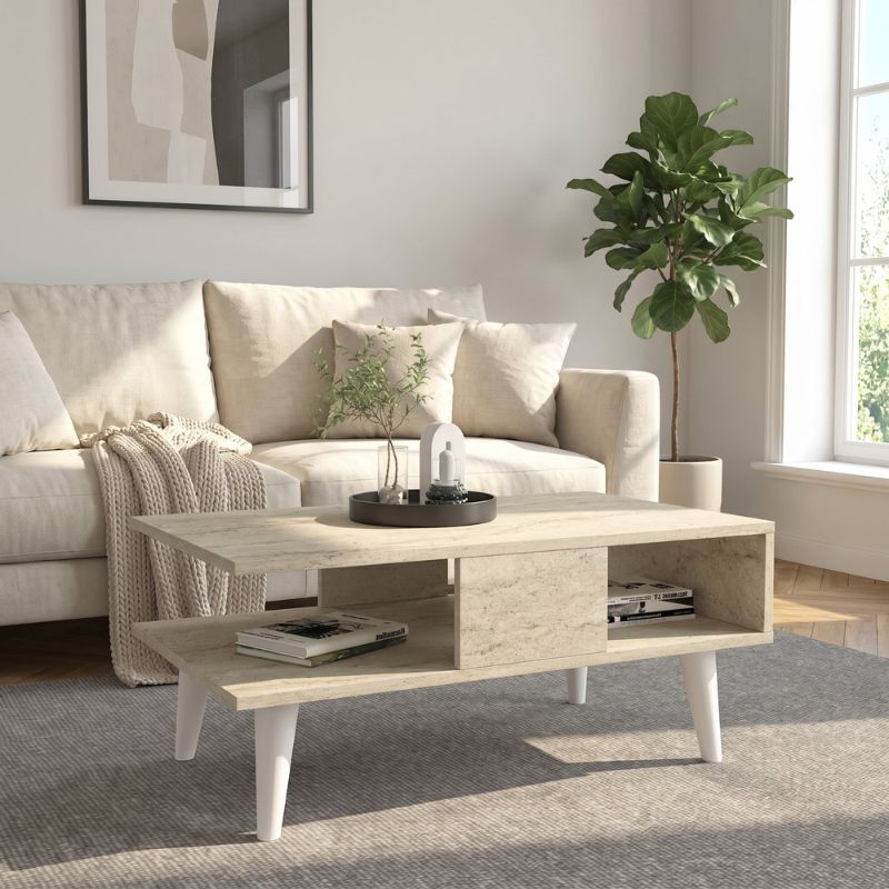 Τραπεζάκι σαλονιού Πάτμος 30 χρώμα travertine 90x54x39,6εκ.