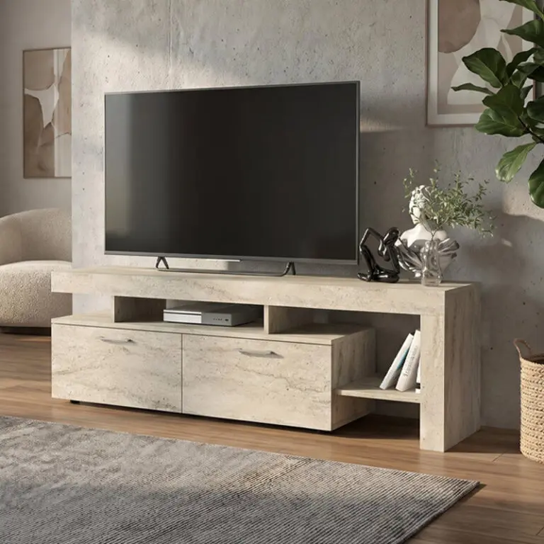 Έπιπλο τηλεόρασης Κως 56 χρώμα travertine 160x40x53εκ.