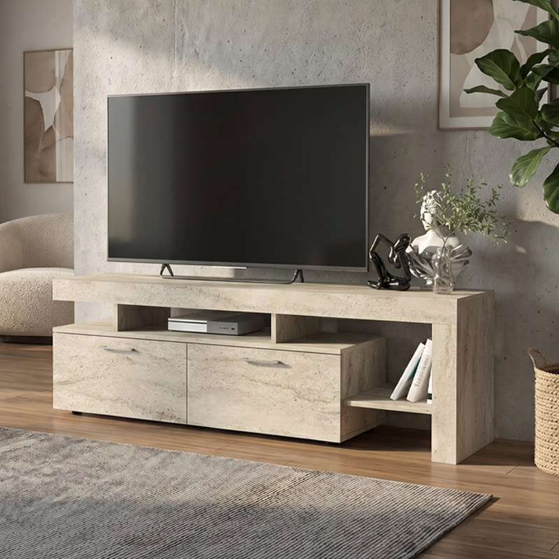 Έπιπλο τηλεόρασης Κως 56 χρώμα travertine 160x40x53εκ.