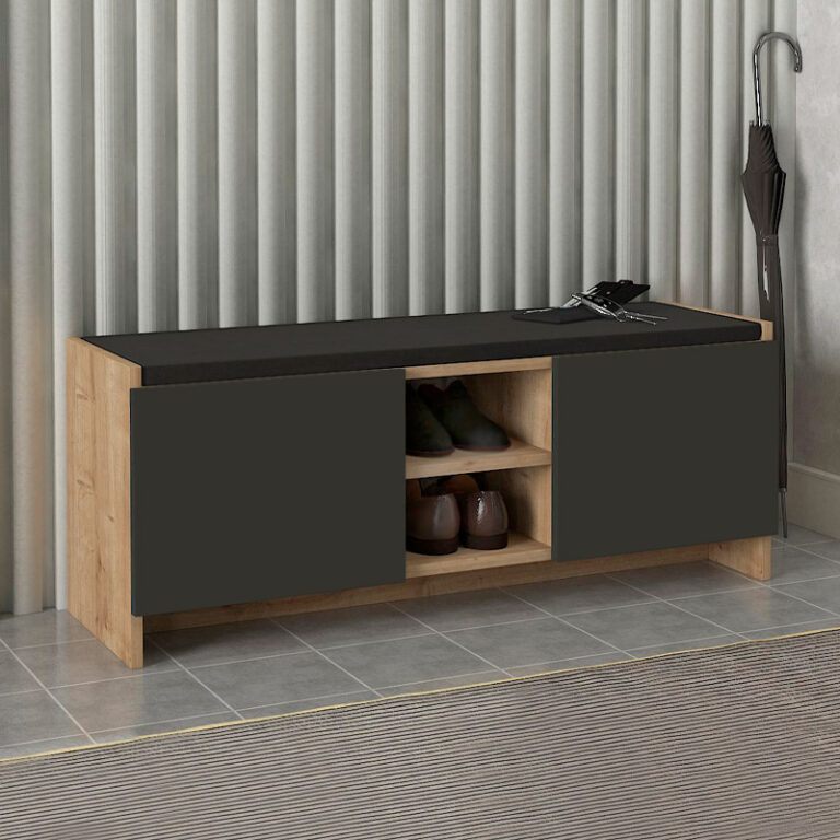 Παπουτσοθήκη Verly χρώμα sapphire oak – ανθρακί 110×33,2×43εκ.