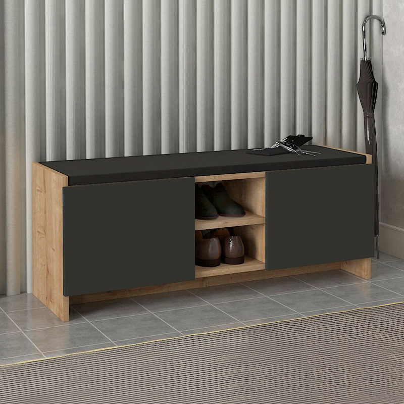 Παπουτσοθήκη Κέρκυρα 96 χρώμα sapphire oak - ανθρακί 110x33,2x43εκ.