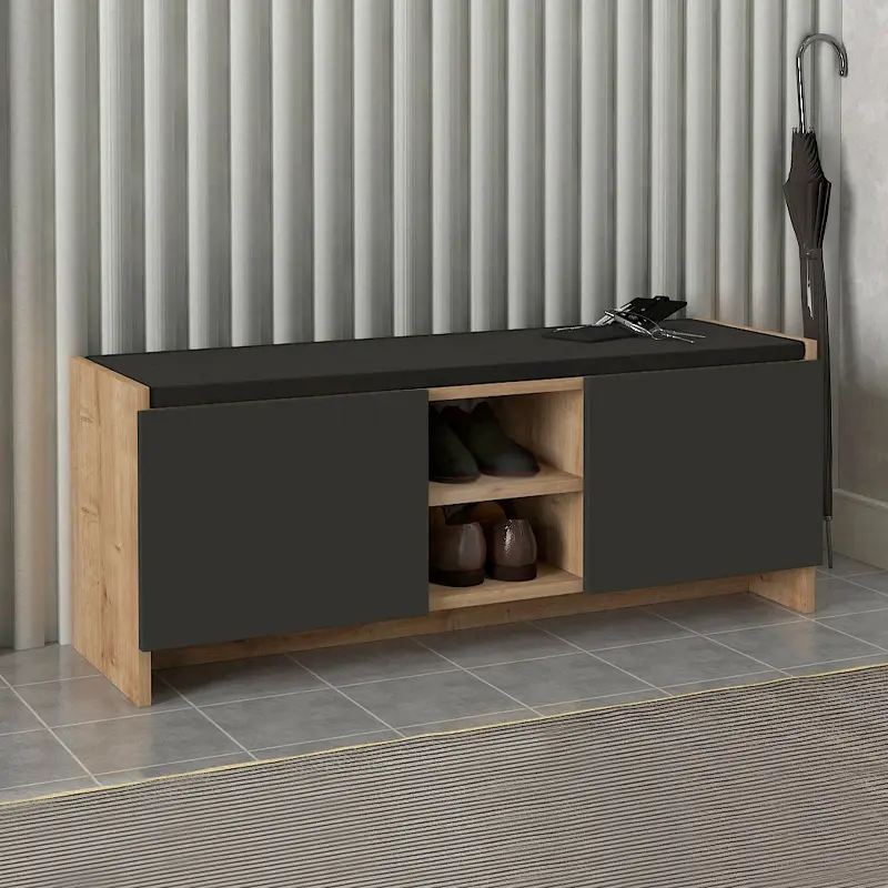 Παπουτσοθήκη Κέρκυρα 96 χρώμα sapphire oak - ανθρακί 110x33,2x43εκ.