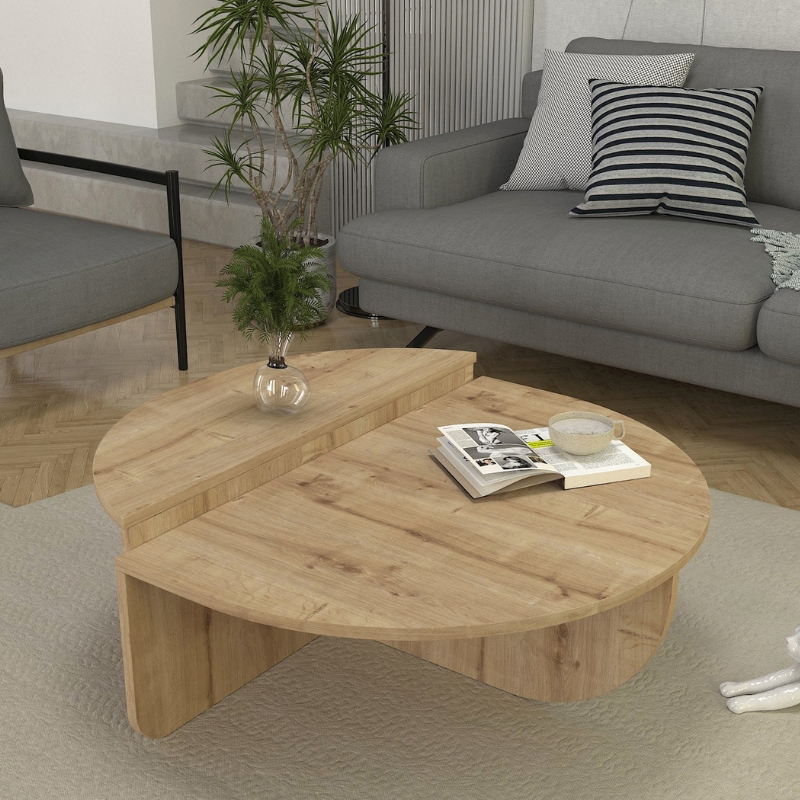 Τραπεζάκι σαλονιού Καστελόριζο 39 χρώμα sapphire oak Ø85x35εκ.