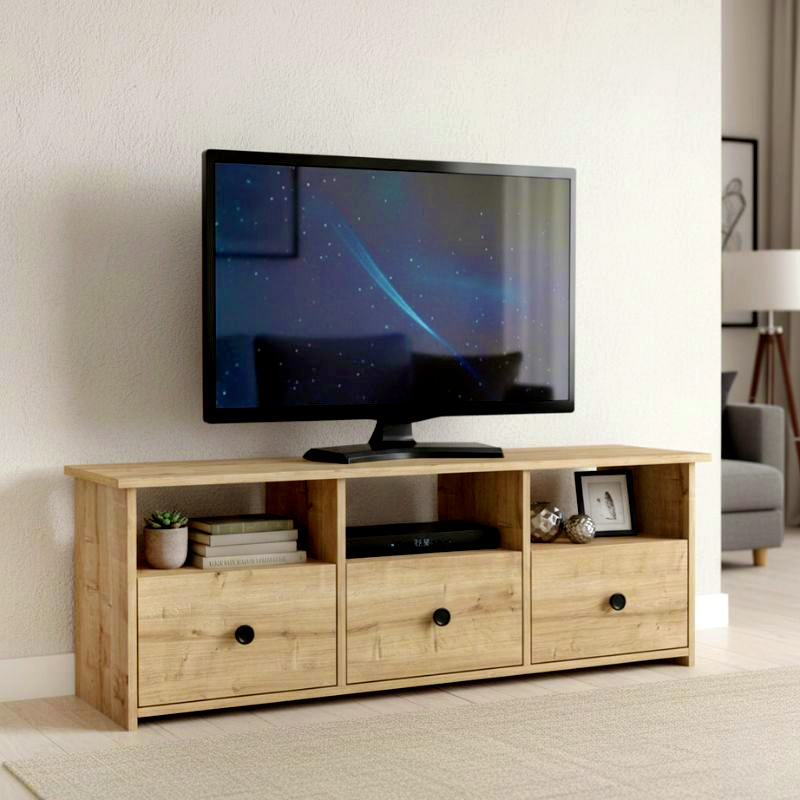 Έπιπλο τηλεόρασης Κέρκυρα 60 χρώμα sapphire oak 140x35x49,8εκ.