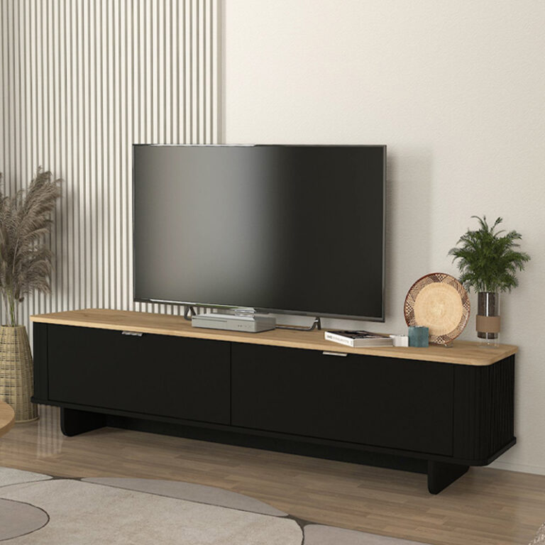 Έπιπλο τηλεόρασης Bohema χρώμα μαύρο – sepet oak 180x47x45,6εκ.
