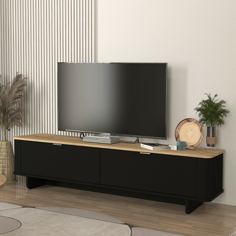 Έπιπλο τηλεόρασης Ανάφη 67 χρώμα μαύρο - sepet oak 180x47x45,6εκ.
