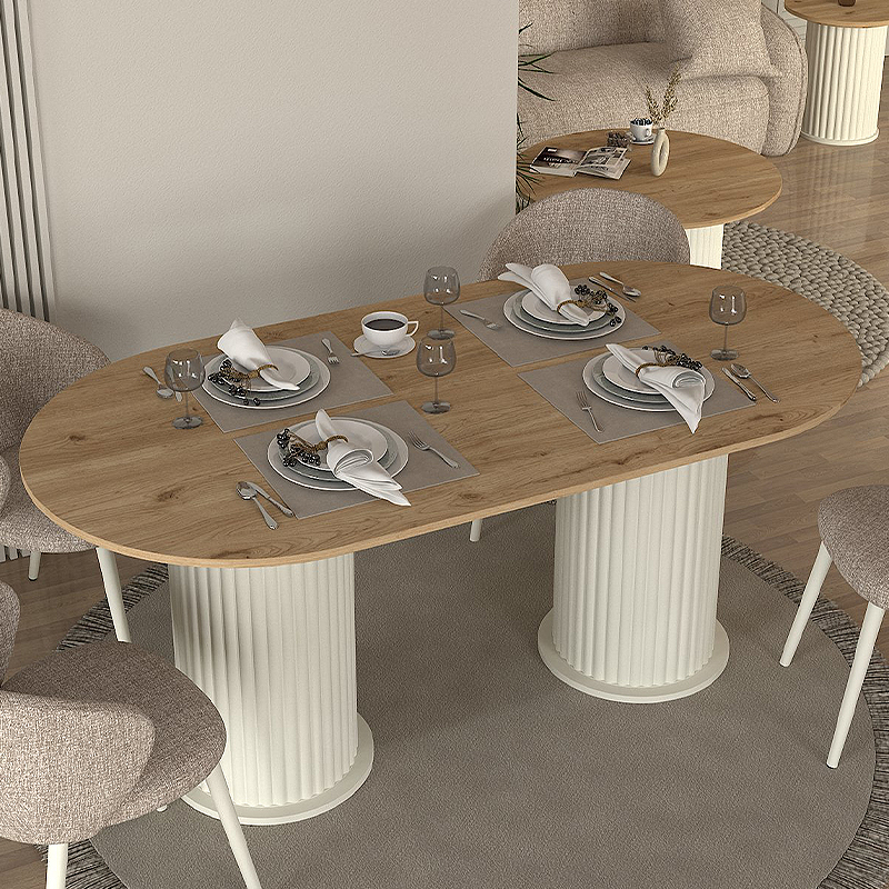 Τραπέζι Ανάφη 67 χρώμα ivory - sepet oak 180x90x77,7εκ.