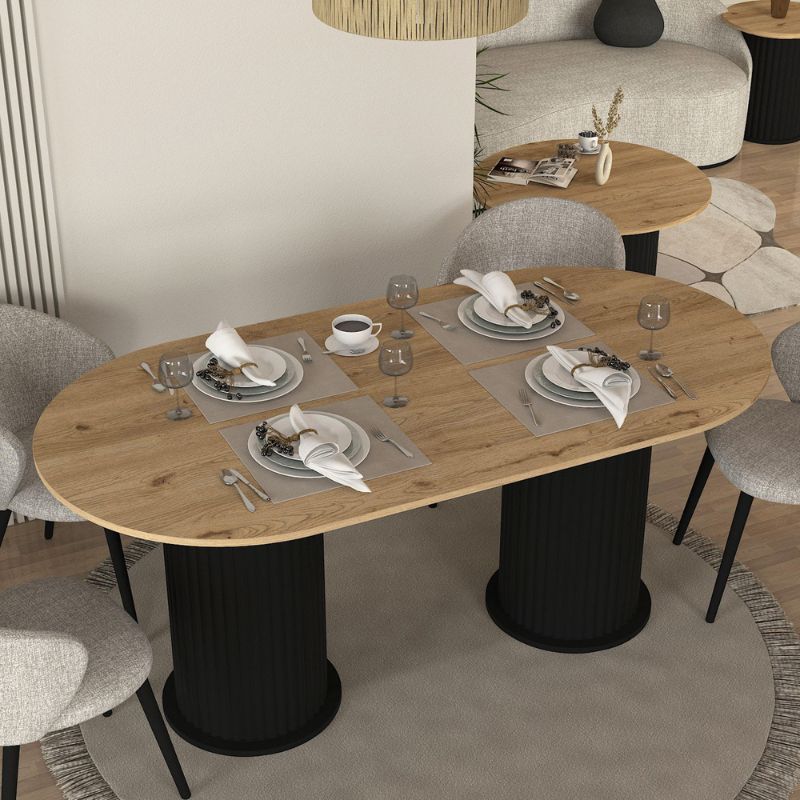 Τραπέζι Ανάφη 67 χρώμα μαύρο - sepet oak 180x90x77,7εκ.