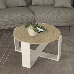 Τραπεζάκι σαλονιού Rebel χρώμα rota oak - sandstone Ø70x38εκ.