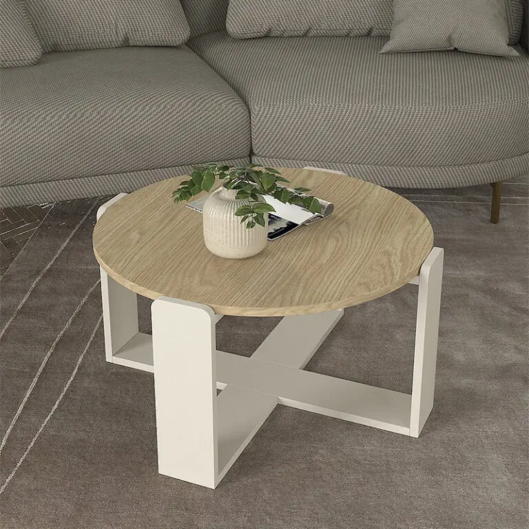 Τραπεζάκι σαλονιού Δήλος 45 χρώμα rota oak – sandstone Ø70×38εκ.