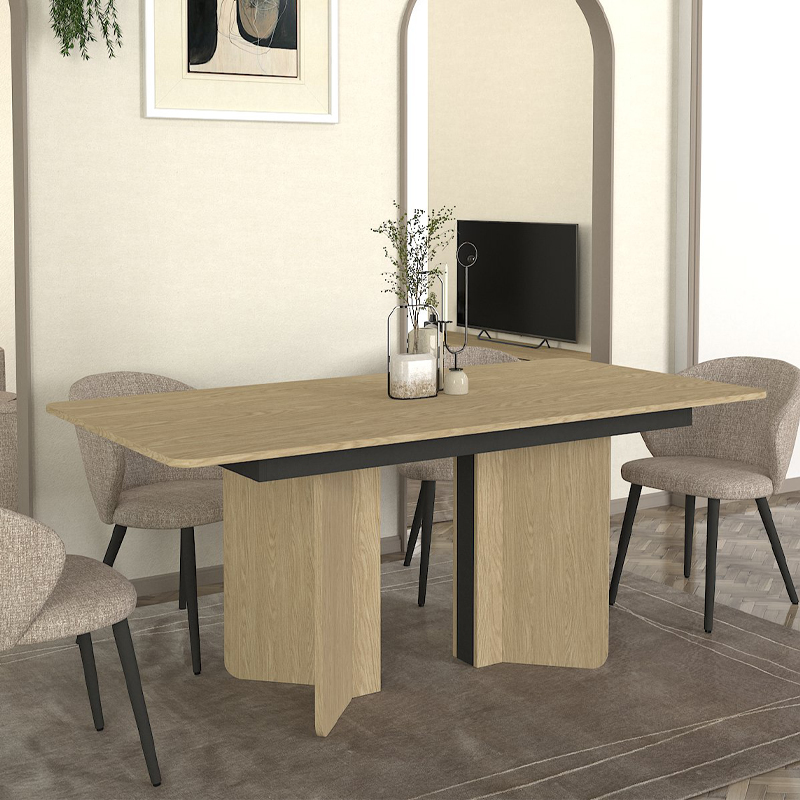 Τραπέζι Κάρπαθος 96 χρώμα rota oak - ανθρακί 180x90x76,8εκ.