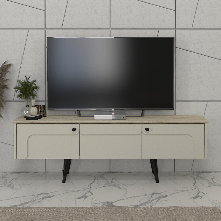 Έπιπλο τηλεόρασης Sevilla χρώμα sandstone – travertine 150x35x45,6εκ.