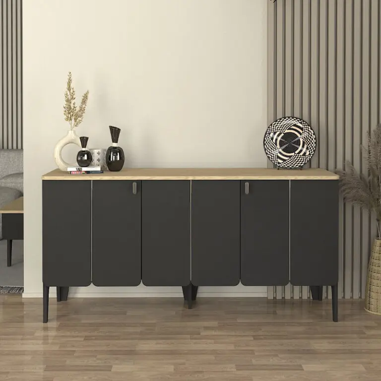 Μπουφές Σκιάθος 37 χρώμα ανθρακί – rota oak 150x45x75εκ.